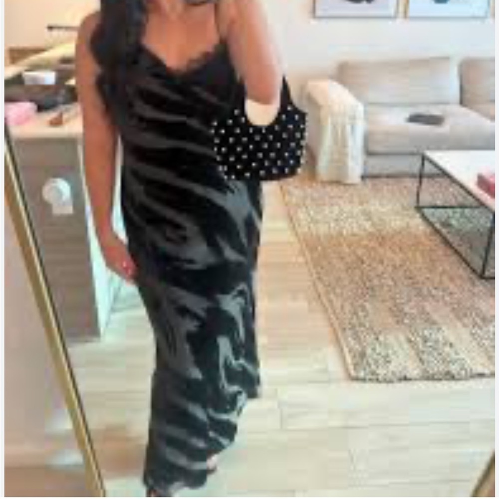 Anthropologie Cowl Neck Slip Dress Midi Black Velvet Burnout Lace Sz 3X NEW - Picture 14 of 14